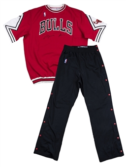 1987-88 Michael Jordan Team Issued & Signed Chicago Bulls Warm Up Jacket & Pants (UDA & PSA/DNA)